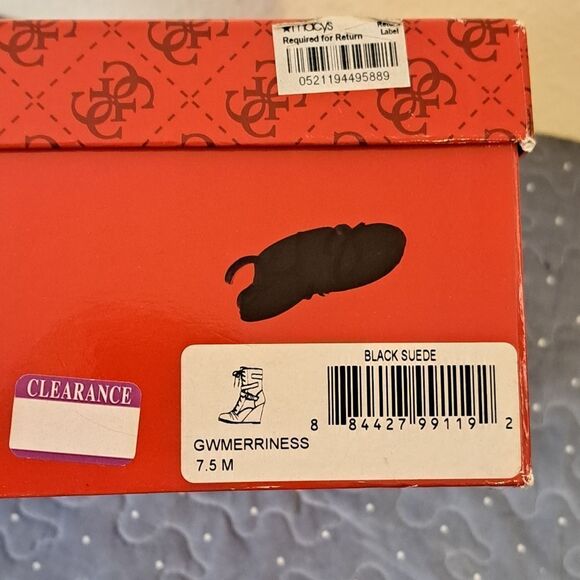 Guess black suede wedge lace up boots size 7.5 - Picture 5 of 8